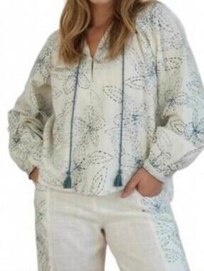 NIBI MTK NWT Duke Blouse In Blue Embroidered Size XS.